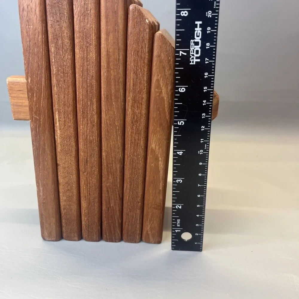 Solid Teak Puzzle Style Knife Block Hand Crafter By Col E.C. Elliot Vintage MCM